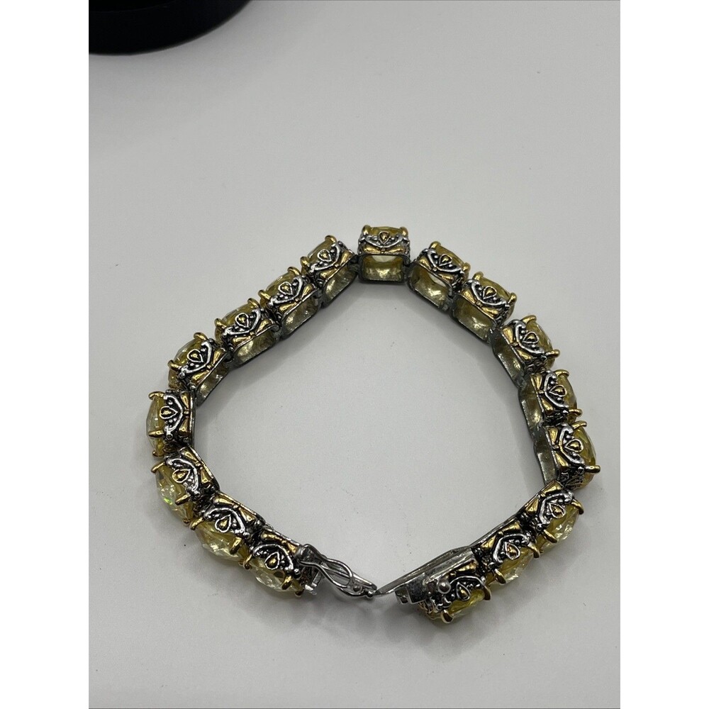 Park Lane Signature Bracelet 7.5” Gold Silver Two Tone CZ Golden Topaz NOTE WEAR - Picture 10 of 16